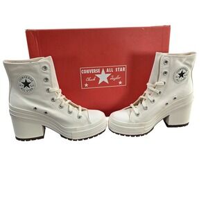 Converse Chuck 70 De Luxe Heel Hi Platform Boot Sneakers Egret Size 8 Canvas NIB